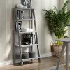 BS55LDGY Gray Wood Ladder Bookcase - Walker Edison
