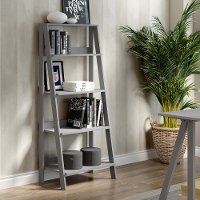 BS55LDGY Gray Wood Ladder Bookcase (55 Inch)-1