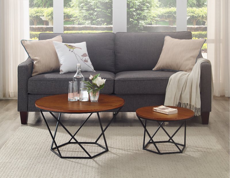 Walnut Gold Geometric Nesting Coffee Tables Rc Willey Furniture Walnut Gold Geometric Nesting Coffee Tables