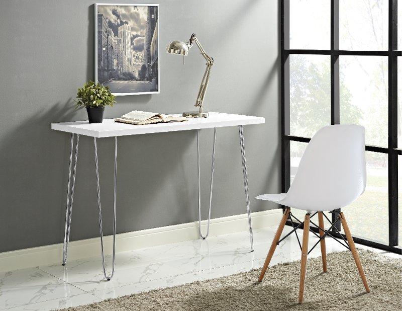 white hairpin desk