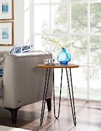 Walnut Hairpin Leg Wood Side Table (18 Inch)