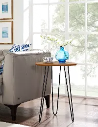 AF18HPSTWT Walnut Hairpin Leg Wood Side Table (18 Inch)