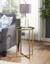 16 Inch Glass and Bronze Round Side Table