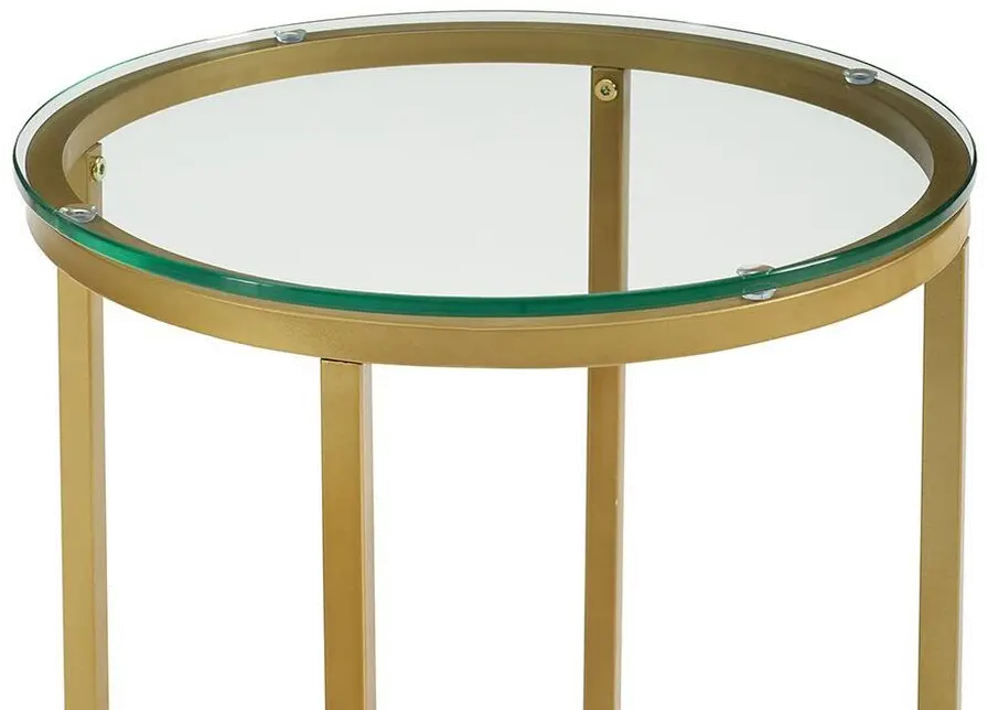 AF16ALSTGGD 16 Inch Glass and Bronze Round Side Table-2
