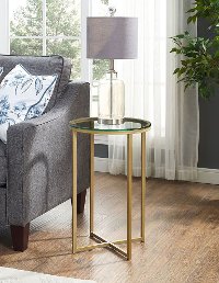 Glass/ Bronze Round Side Table (16 Inch)