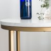 White Faux-Marble 16 Inch Round Side Table with Gold Base-3