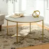 AF36ALCTMGD White Faux-Marble 36 Inch Round Coffee Table with Gold Base - Walker Edison