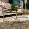 AF36ALCTGGD Glass Top 36 Inch Round Coffee Table with Gold Base - Walker Edison