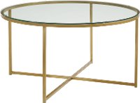 Glass Top 36 Inch Round Coffee Table with Gold Base-3