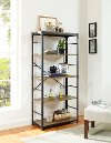 Barnwood/ Black 5- Shelf Bookcase (64 Inch)