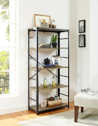 Barnwood/ Black 5- Shelf Bookcase (64 Inch)
