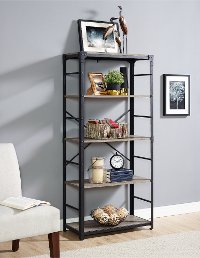 Driftwood/ Black 5-Shelf Bookcase (64 Inch)