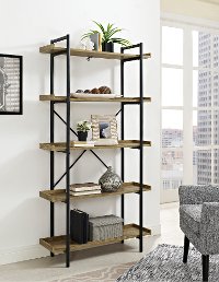 Black Pipe/ Barnwood 5-Shelf Bookshelf (68 Inch)