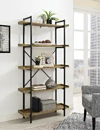 BS68UPBW Black Pipe/ Barnwood 5-Shelf Bookshelf (68 Inch)