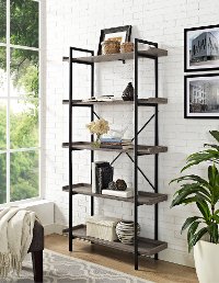 BS68UPAG Black Pipe/ Driftwood 5-Shelf Bookshelf (68 Inch)-1