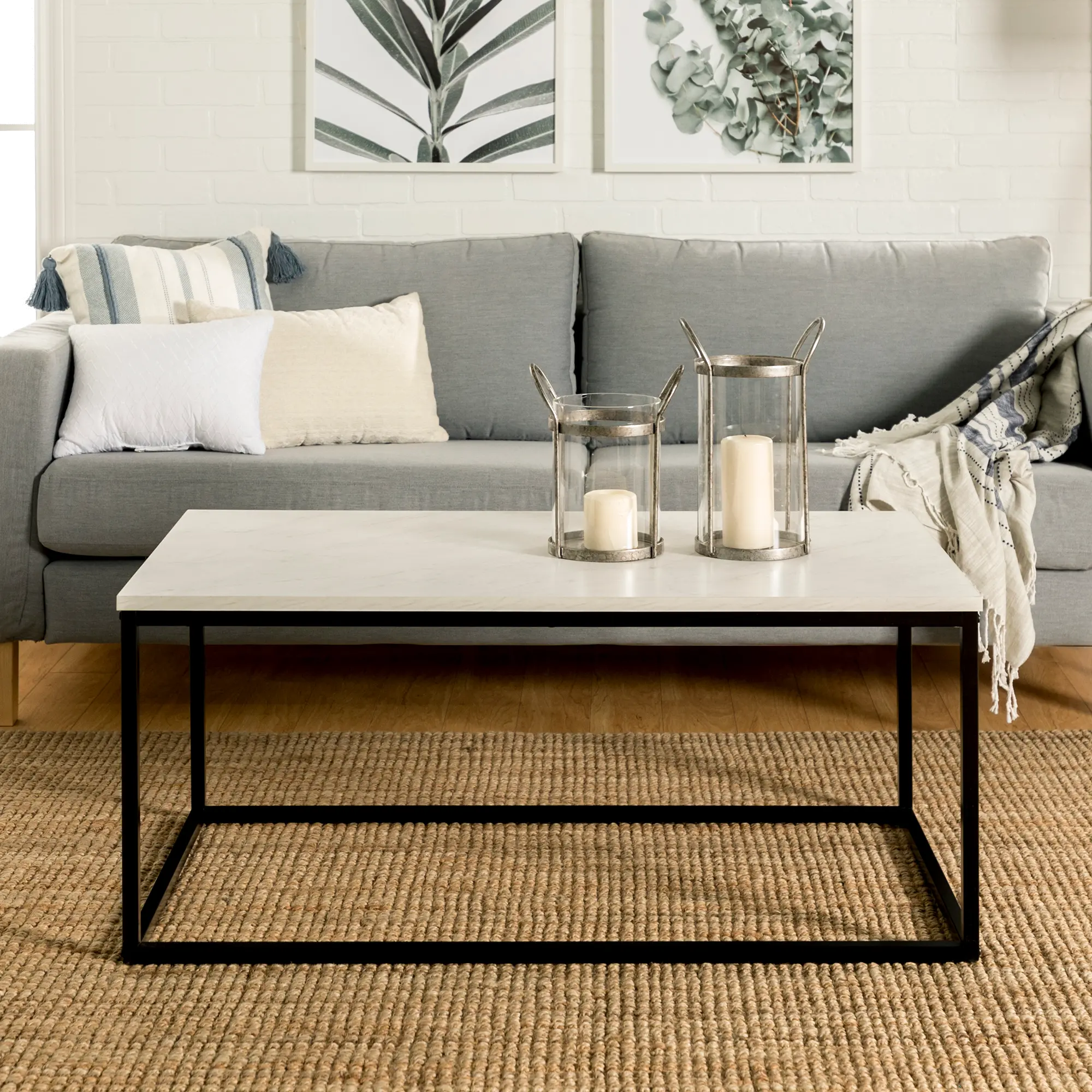 C42LWSQMB Modern 42 inch Coffee Table - White Marble-1