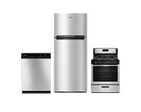 KIT Whirlpool 4 Piece Stainless Steel Kitchen Appliance Package with Electric Range