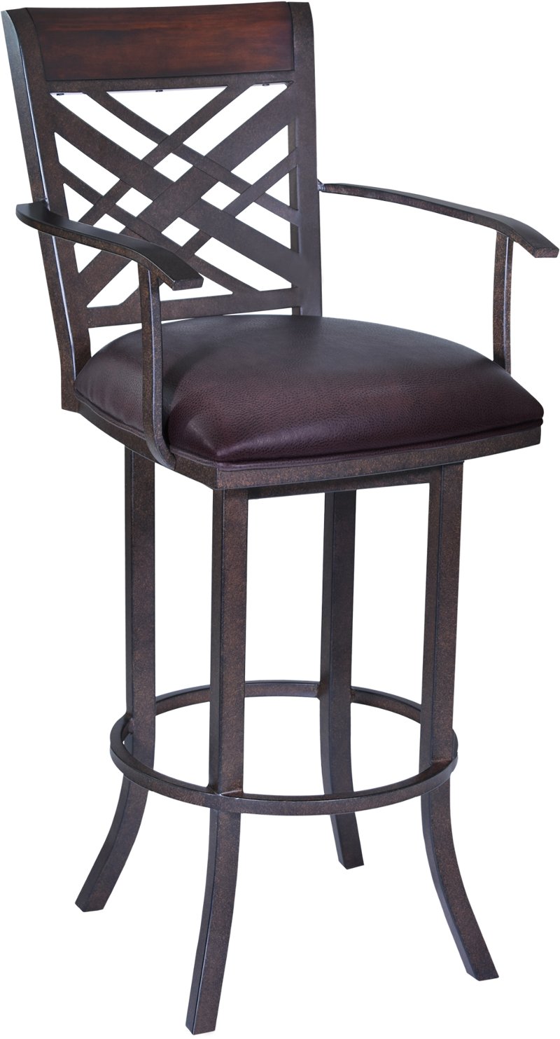 Brown Swivel Arm Counter Height Stool, Counter Height Bar Stools With Arms