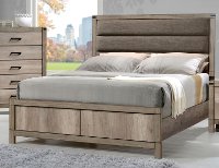 Rustic Contemporary Antiqued White Queen Upholstered Bed - Matteo