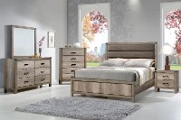Rustic Contemporary Antiqued White 6 Piece Queen Bedroom Set - Matteo