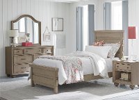 Classic Weathered Gray 6 Piece Twin Bedroom Set - Heather