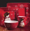 16 Piece Snowman Dish Set