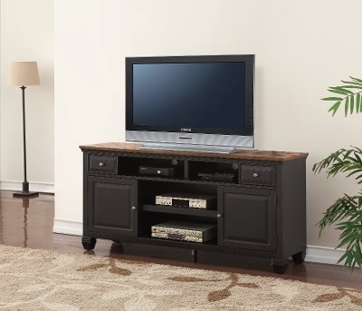 68 Inch Antique Black TV Stand - Brighton Hickory