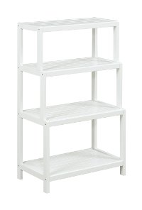White Wooden 4 Tier Stepback Shelf - Dunnsville