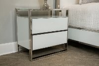 Modern White and Silver Nightstand - State St.
