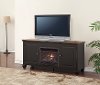 Clearance 68 Inch Antique Black TV Stand with Fireplace - Brighton Hickory
