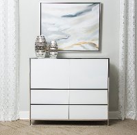 White & Silver Modern Storage Cabinet - State St.