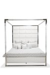 White & Silver Modern King Size Canopy Bed - State St.-5
