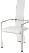 Chrome and White Modern Dining Arm Chair - State Street
