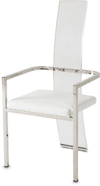 Chrome and White Modern Dining Arm Chair - State Street