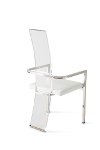 Chrome and White Modern Dining Arm Chair - State Street-2