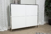 Glossy White and Chrome Modern Accent Cabinet - State Street