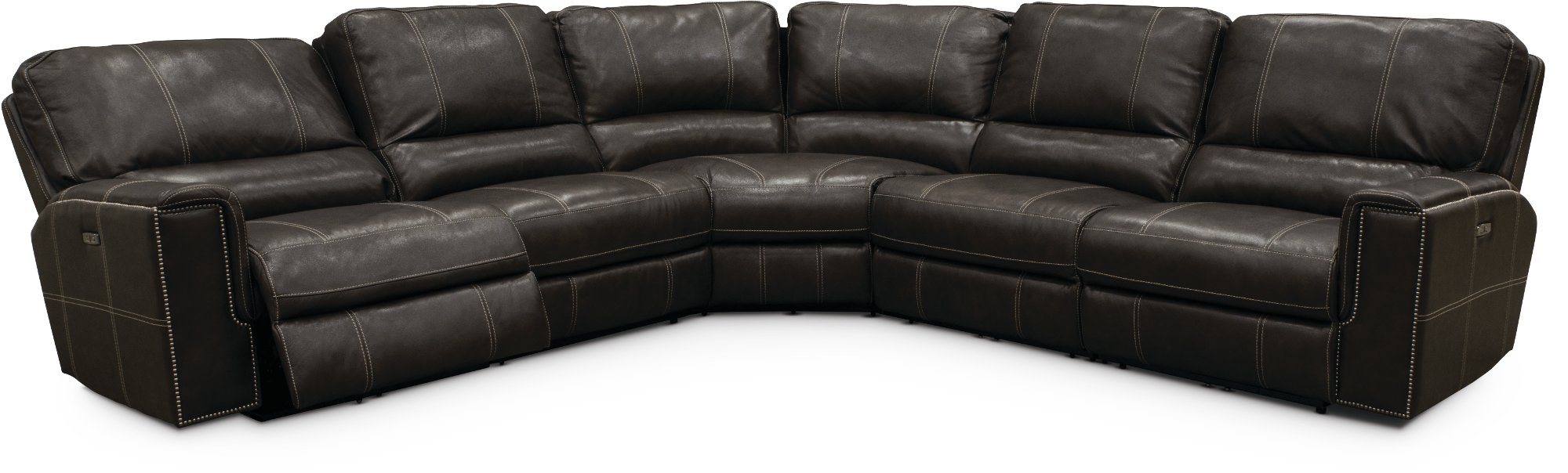 Charcoal Gray 5 Piece Power Reclining Sectional Sofa - Slinger-1
