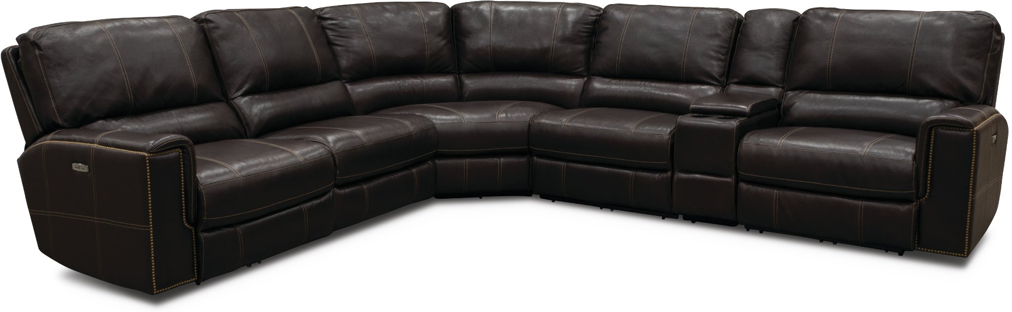 Dark Brown 6 Piece Power Reclining Sectional Sofa - Slinger-2