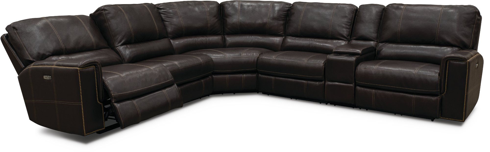 Dark Brown 6 Piece Power Reclining Sectional Sofa - Slinger-3
