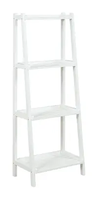 White 4 Tier Wooden Ladder Shelf - Dunnsville