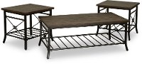 Rustic Brown 3 Piece Coffee Table Set - Ainsley