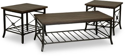 Rustic Brown 3 Piece Coffee Table Set - Ainsley