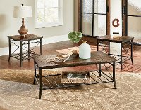 Rustic Brown 3 Piece Coffee Table Set - Ainsley-2