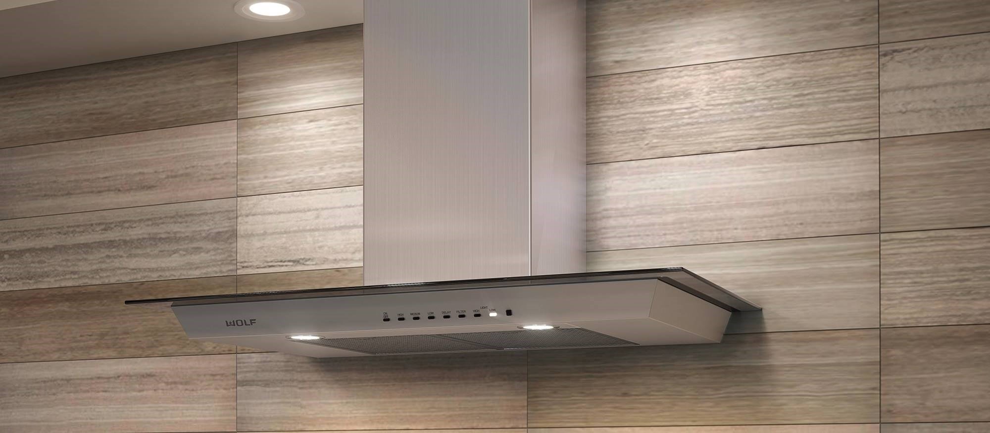 VW45G Wolf 45 Inch Cooktop Wall Hood - Stainless Steel, Glass-2