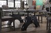 HM4290/TABLE Gray and Black Industrial Dining Table - Factory Collection