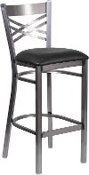 Metal Restaurant Bar Stool - Black Vinyl Seat