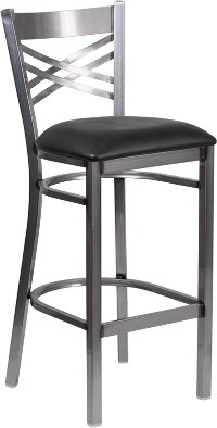 Metal Restaurant Bar Stool - Black Vinyl Seat
