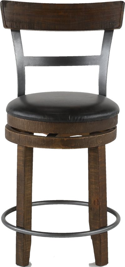 Tobacco Brown 24 Inch Swivel Counter Height Stool - Barrel