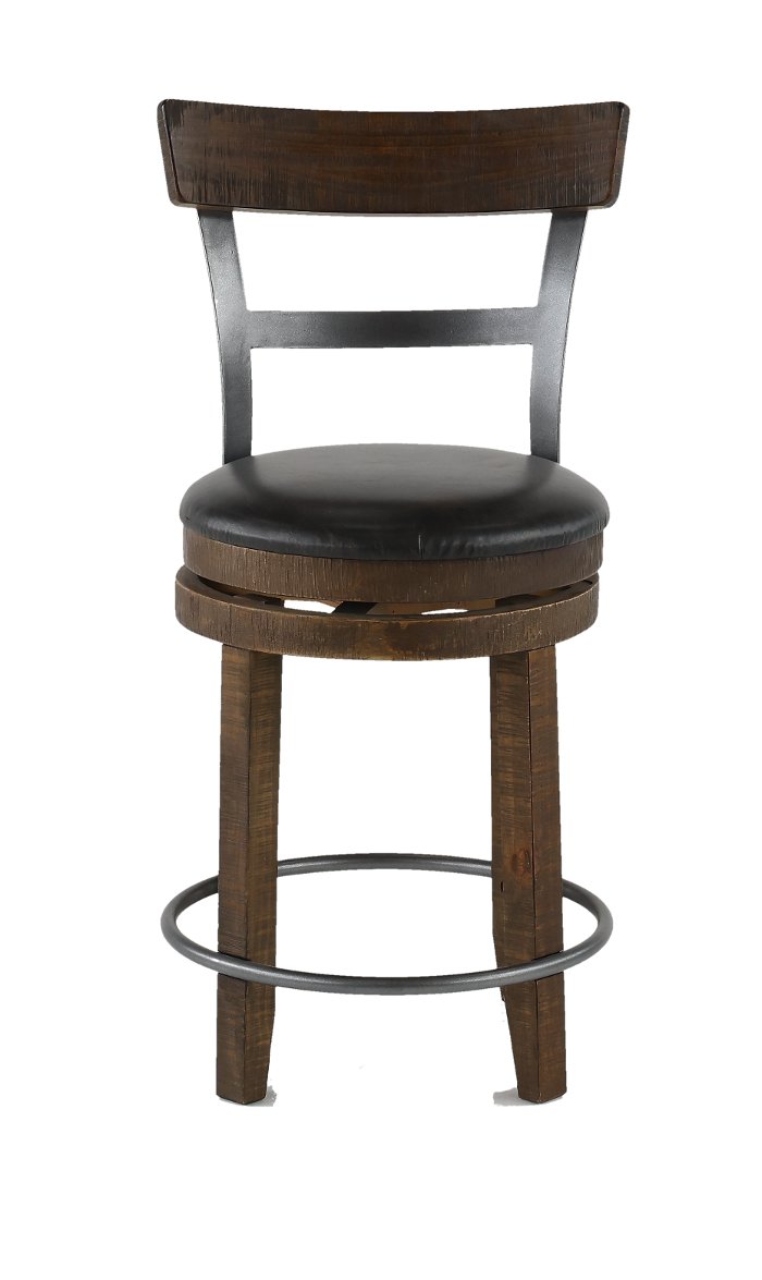 Tobacco Brown 24 Inch Swivel Counter Height Stool - Barrel