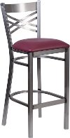 Metal Restaurant Bar Stool - Burgundy Vinyl Seat